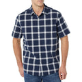 Amazon Essentials Mens S Short Sleeve Button Down Navy White Plaid Shirt