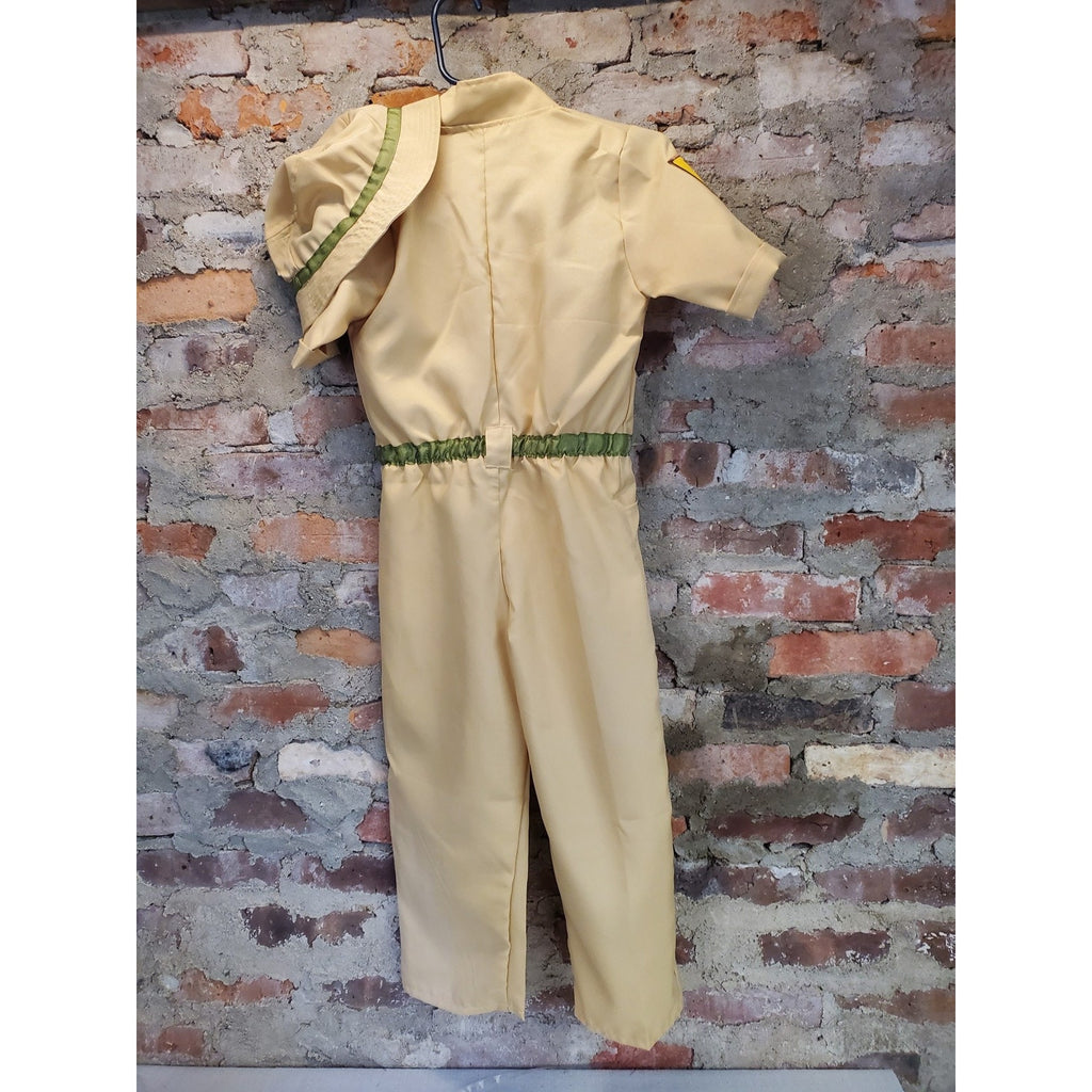 Dress Up America Kids Zoo Keeper Costume L 12-14 Tan Safari Jumpsuit Outfit Hat