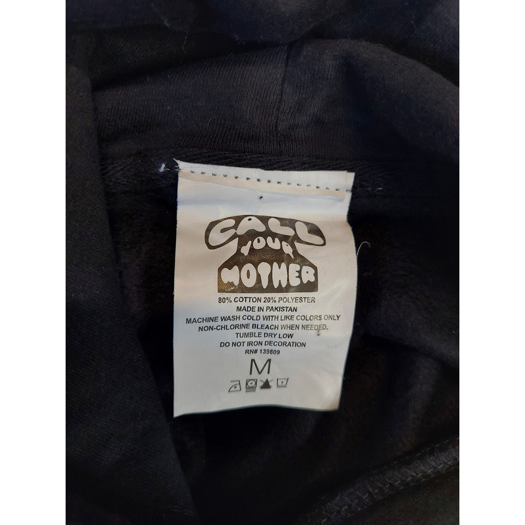 Call Your Mother Unisex Hoodie M Black Graphic Print Pullover Celestial Skeleton