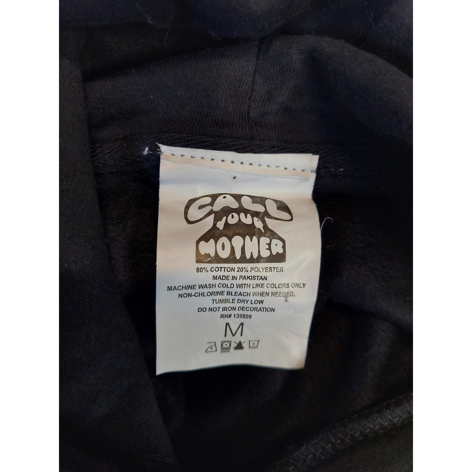 Call Your Mother Unisex Hoodie M Black Graphic Print Pullover Celestial Skeleton