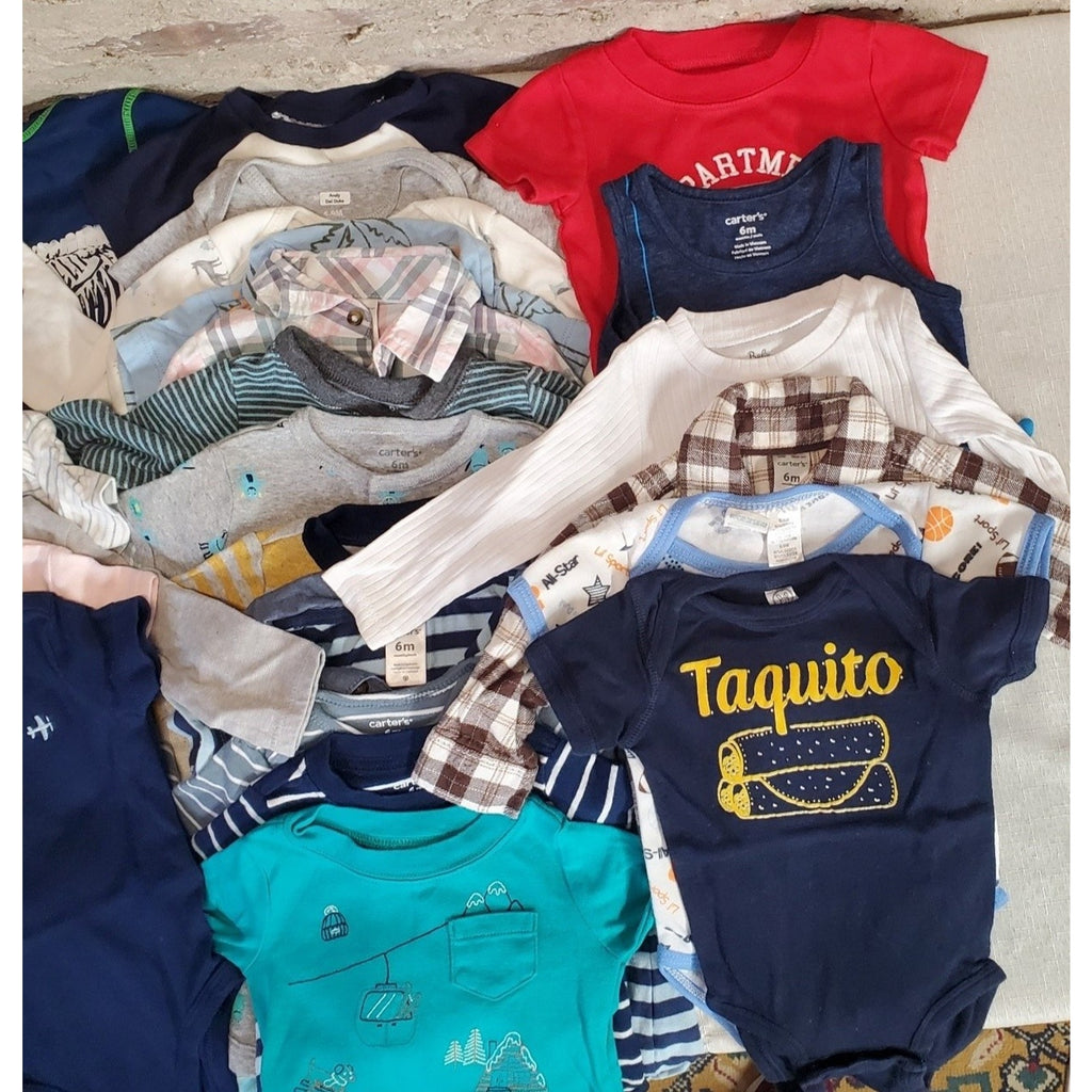 Carters Baby Boys Clothing Lot 6 Months Bodysuits T Shirts Hoodie Multicolor