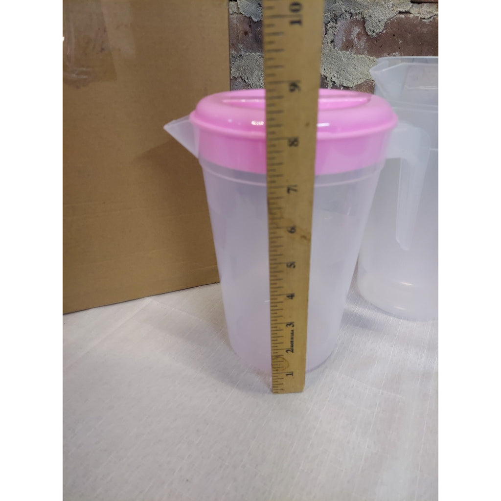 Plastic Refrigerator Pitchers Set of 5 Multicolor Lids Beverage Drink Water Jugs