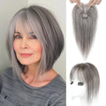 Reecho Hair Topper Hairpiece With Bangs Fringe Clip In Gray Women Top Wiglet