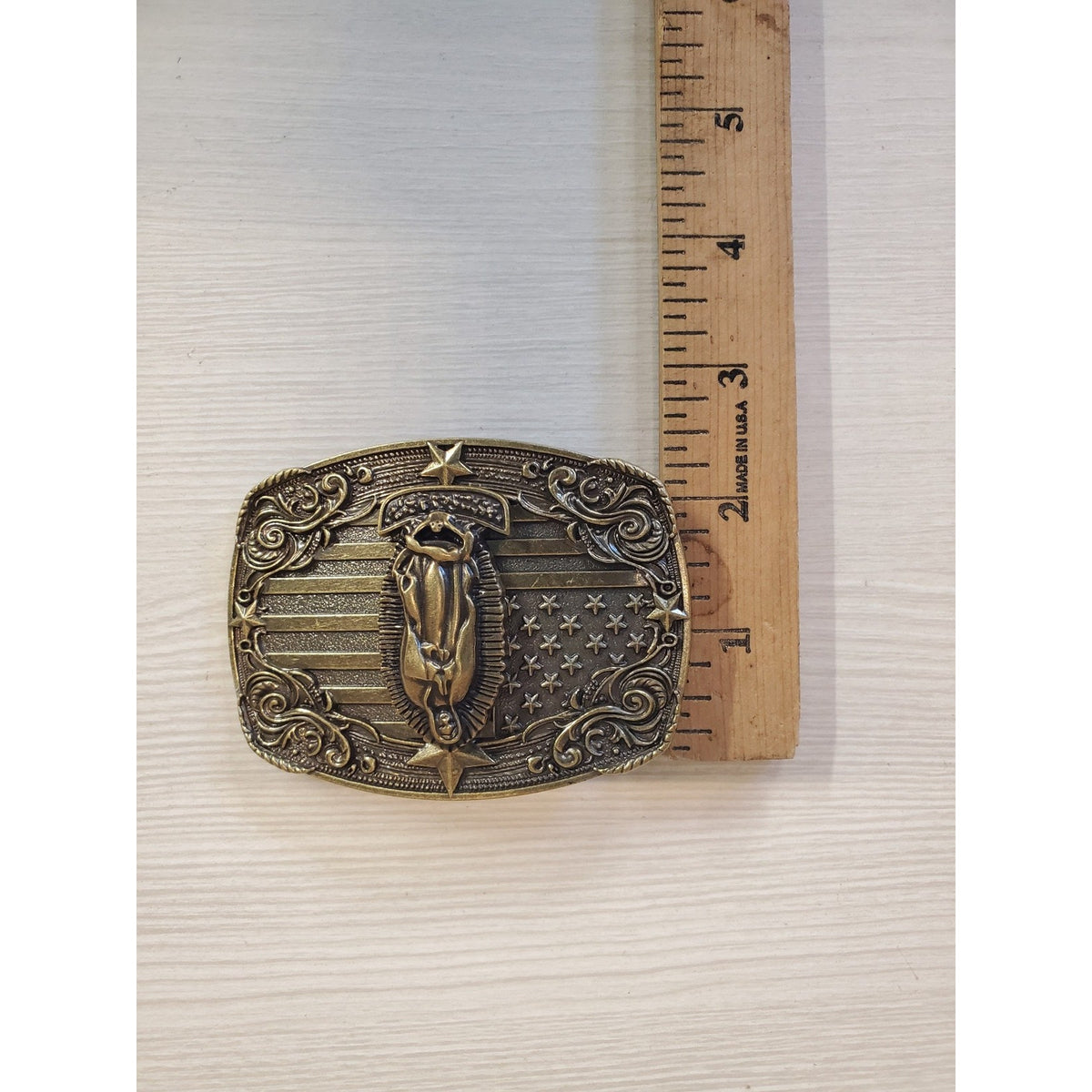 Our Lady Of Guadalupe Virgin Mary Belt Buckle American Flag Western New
