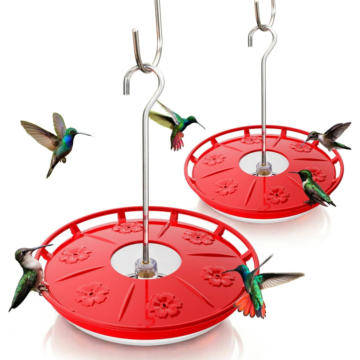 Kingyoyo Hummingbird Feeder 2 Pack Hanging Red Dish Outdoor Garden Bird Feeder