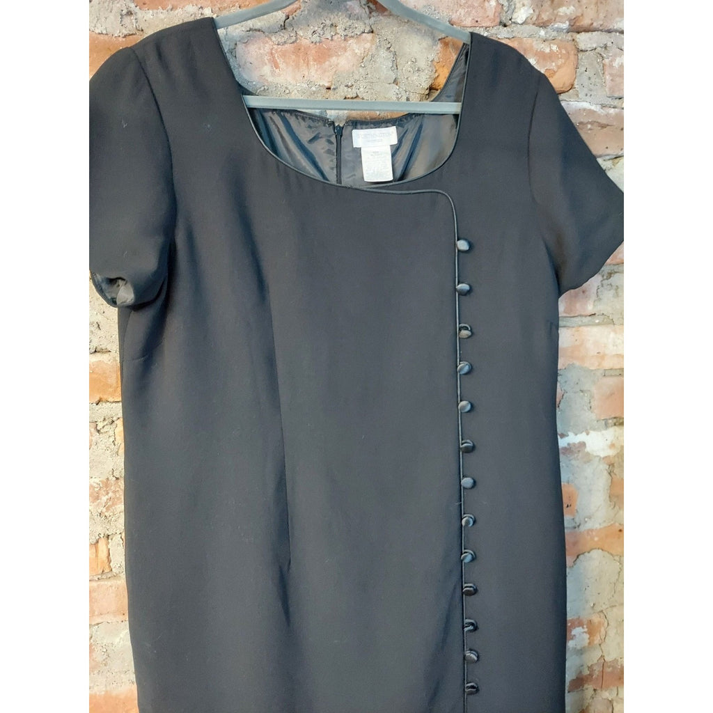 Worthington Woman Womens Sheath Dress Size 18W Black Short Sleeve Button Accent