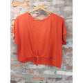 Chico's Womens XL Orange Tie Front Short Sleeve Crewneck T Shirt Top