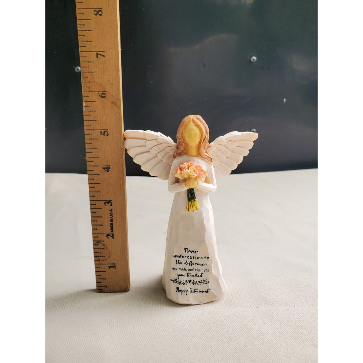 Retirement Angel Figurine Happy Gift Inspirational Thank You Message Decorative