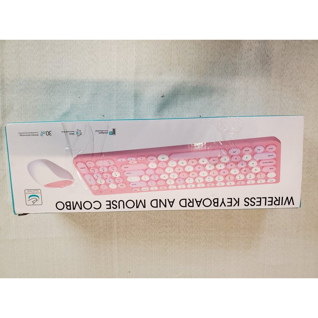 Wireless Keyboard Mouse Combo Set Retro Round Keycaps 2.4G Multicolor Black Red