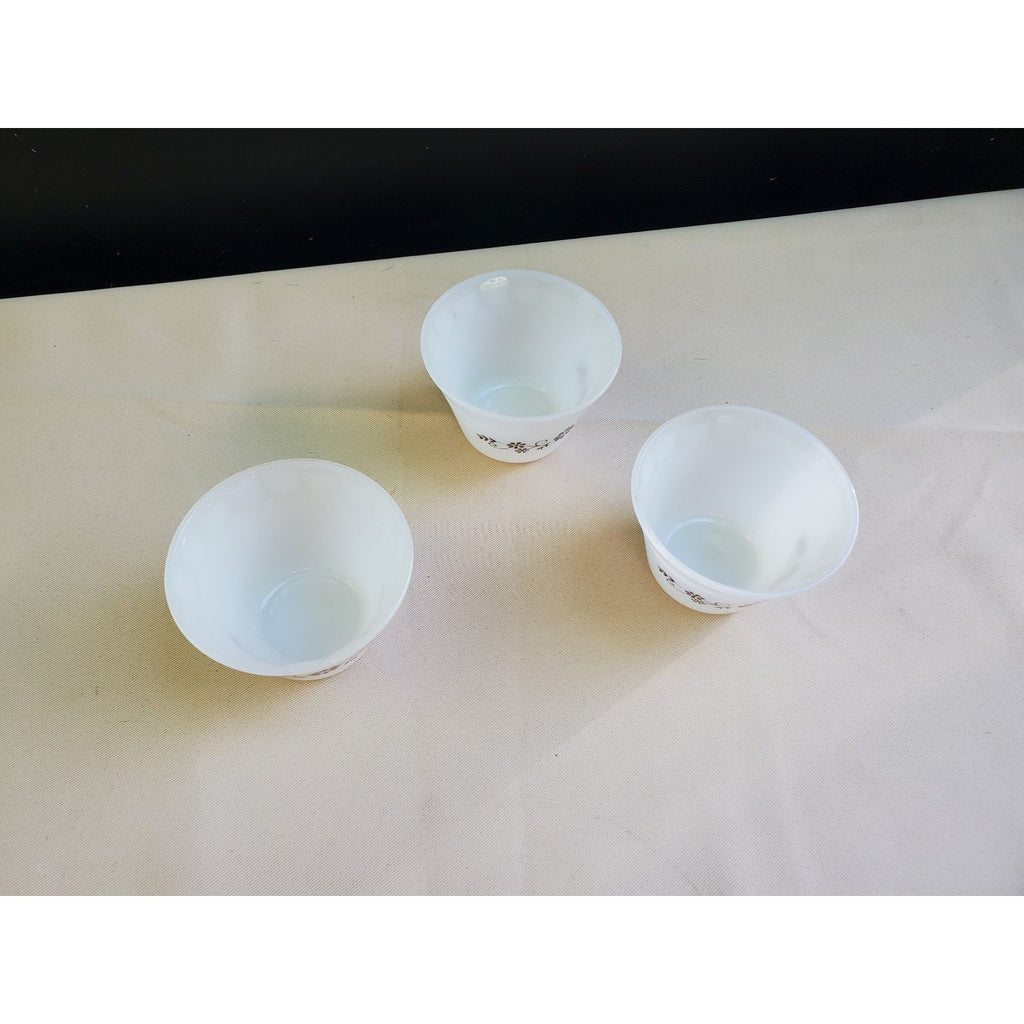 Lot of 3Dynaware Pyrex Ramekin Custard Dish White Milk Glass Brown Daisy Vintage