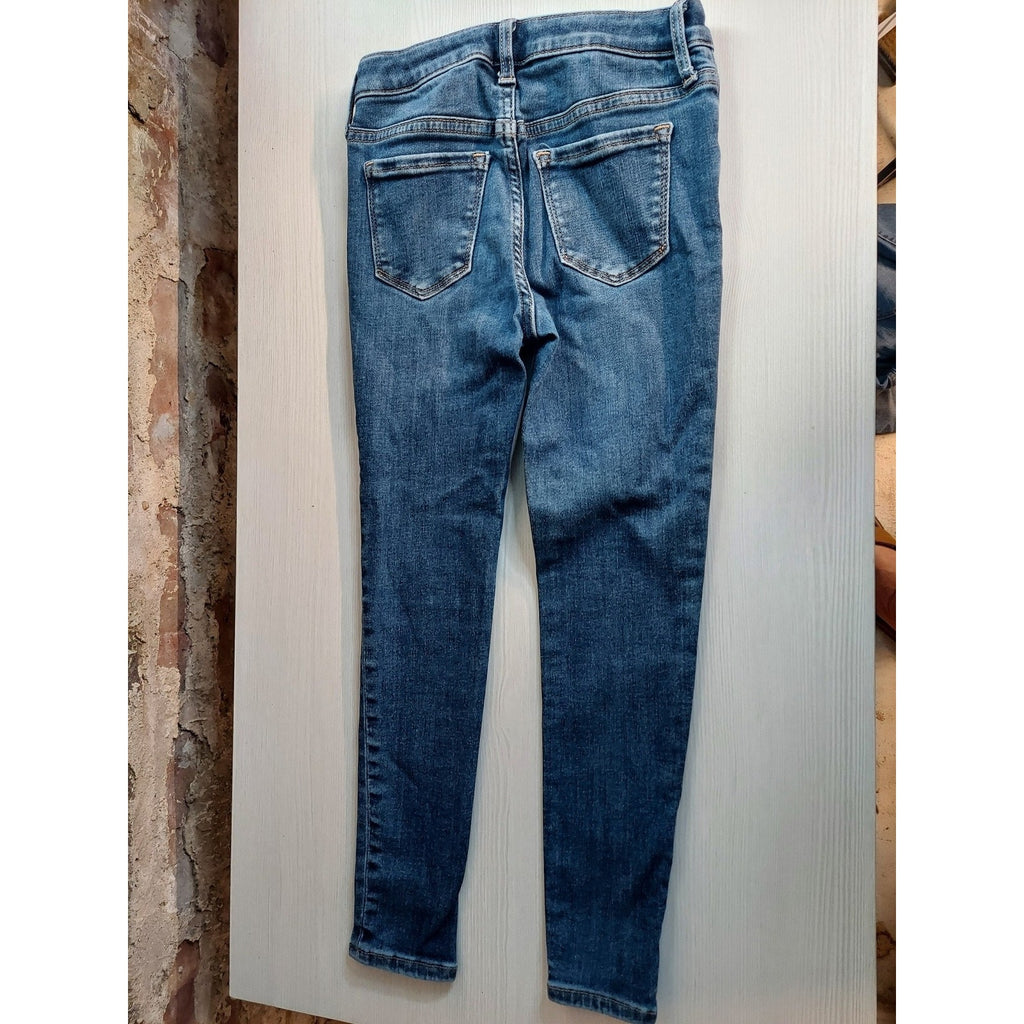 GAP Girls High Rise Stretch Jegging Jeans Size 7 Blue Button Fly Denim