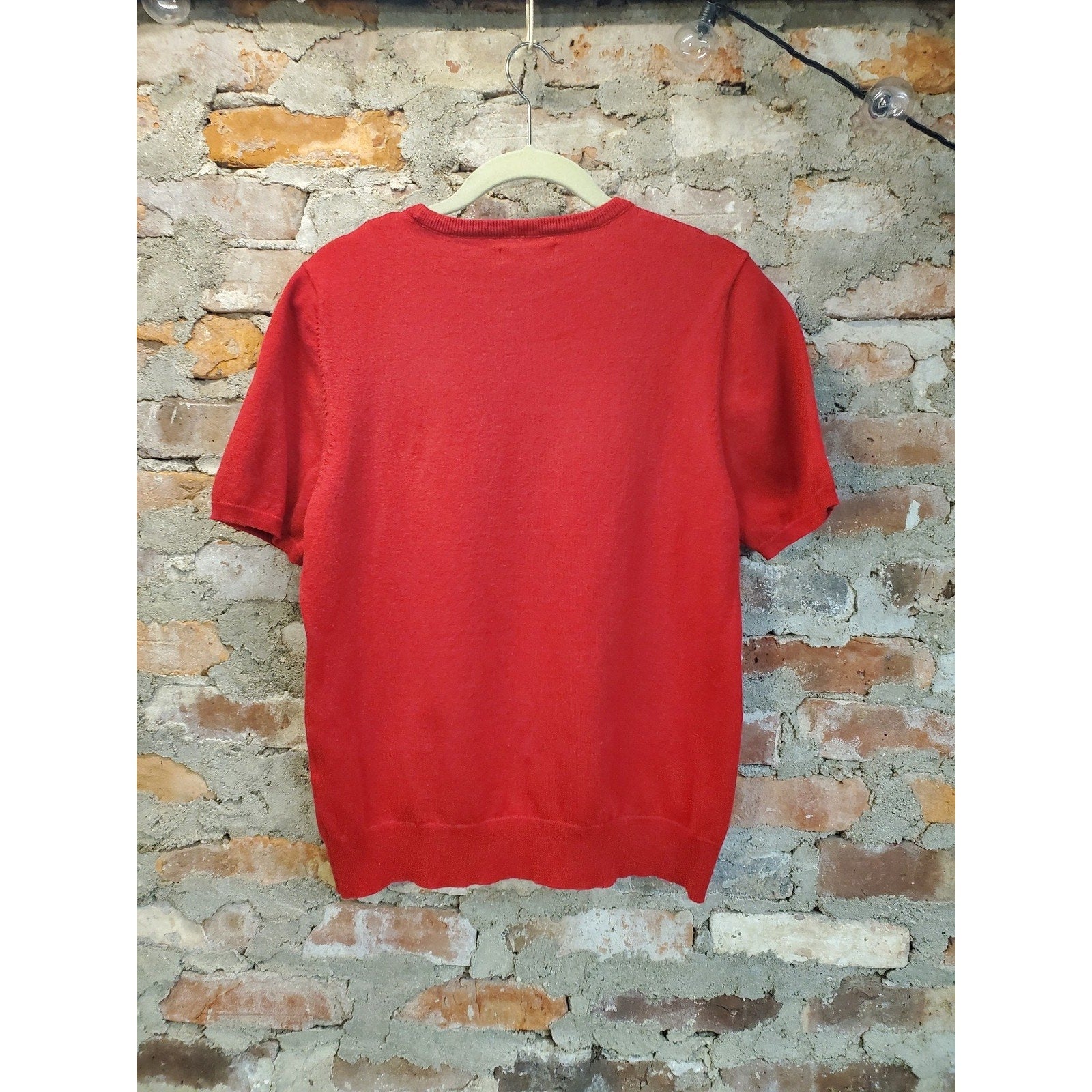 Edwards Womens Short Sleeve Crew Neck Knit Pullover Sweater Size M Red