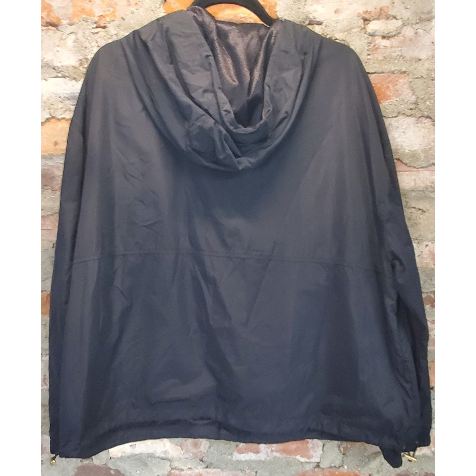 Old Navy Active Mens Windbreaker Jacket XL Black Full Zip Hooded Lightweight