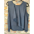 Atmosphere Womens Sleeveless Blouse Size 14 Navy Blue Ruffle Front Tank Top