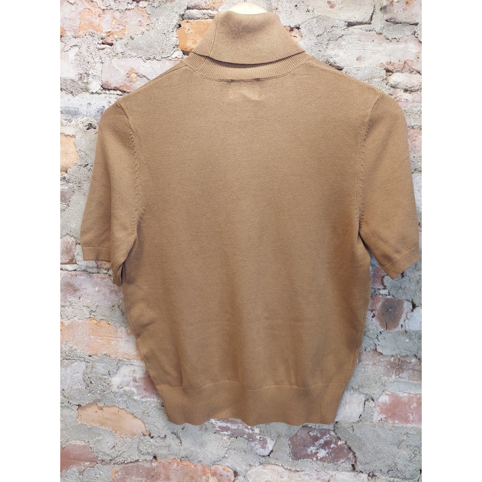 H&M Womens Turtleneck Short Sleeve Knit Sweater Top US S Tan Brown