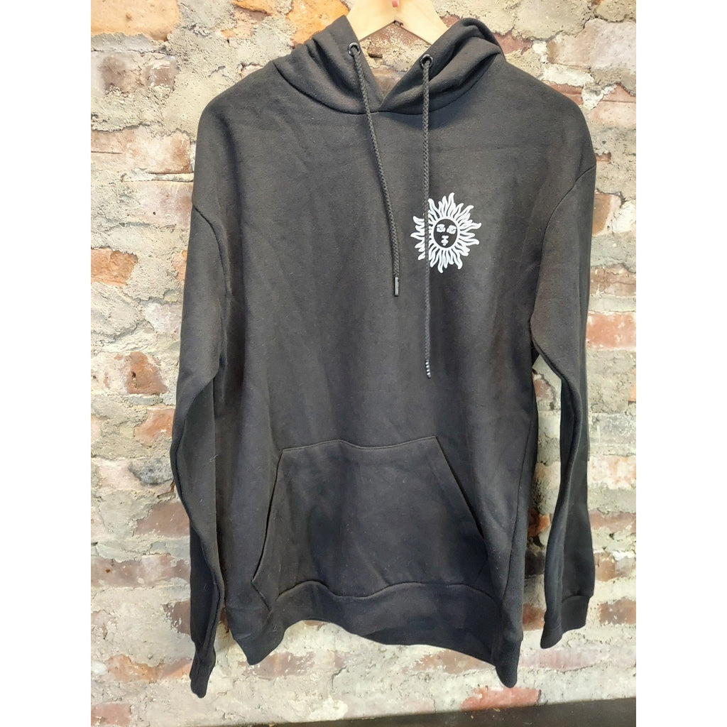 Call Your Mother Unisex Hoodie M Black Graphic Print Pullover Celestial Skeleton