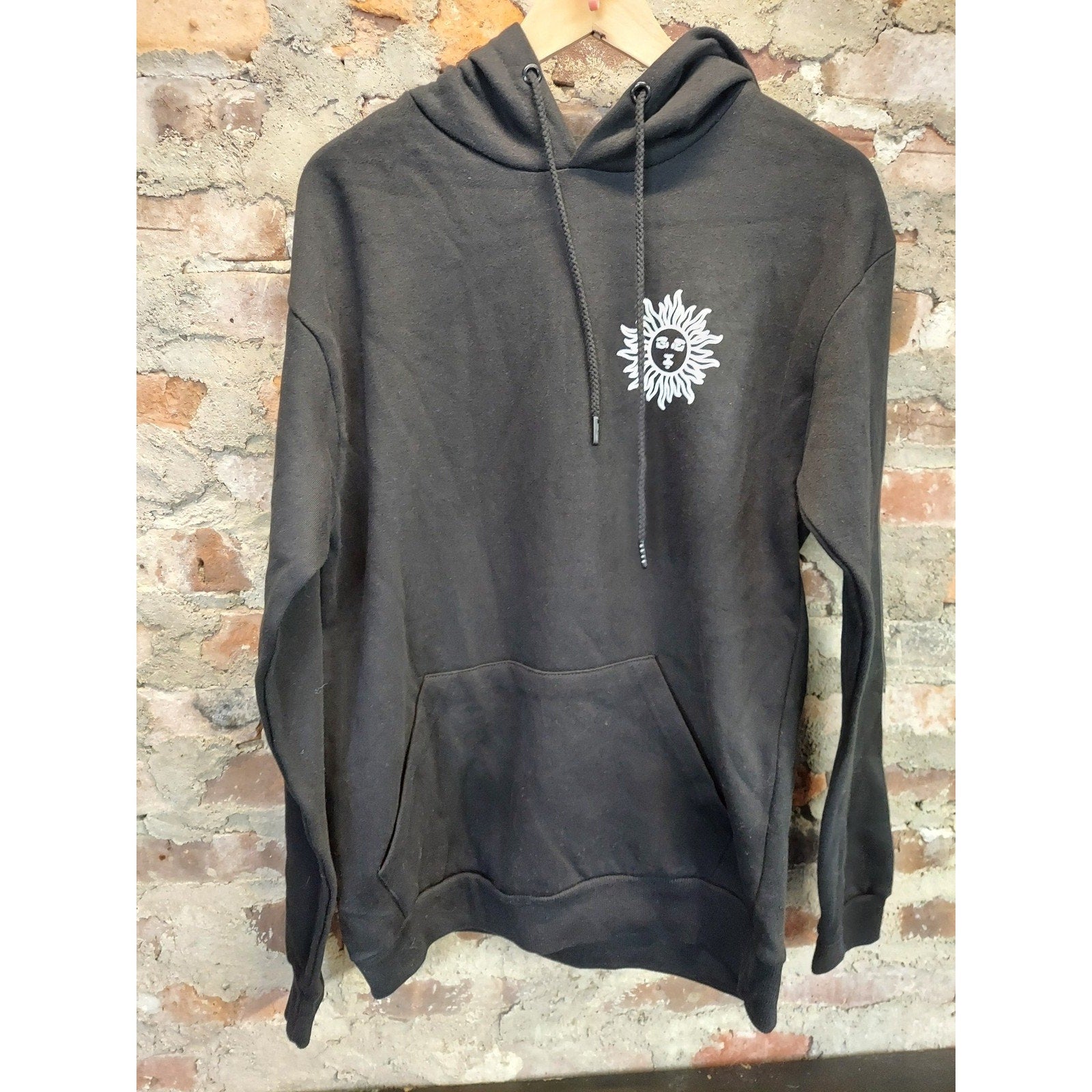 Call Your Mother Unisex Hoodie M Black Graphic Print Pullover Celestial Skeleton