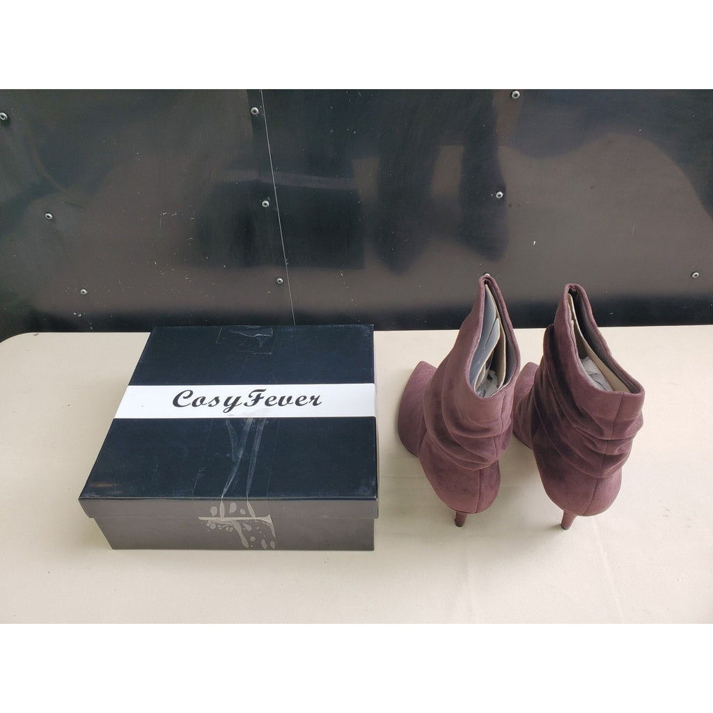 CosyFever Womens Ankle Boots 9.5W Plum Slouchy Pointed Toe Kitten Heel