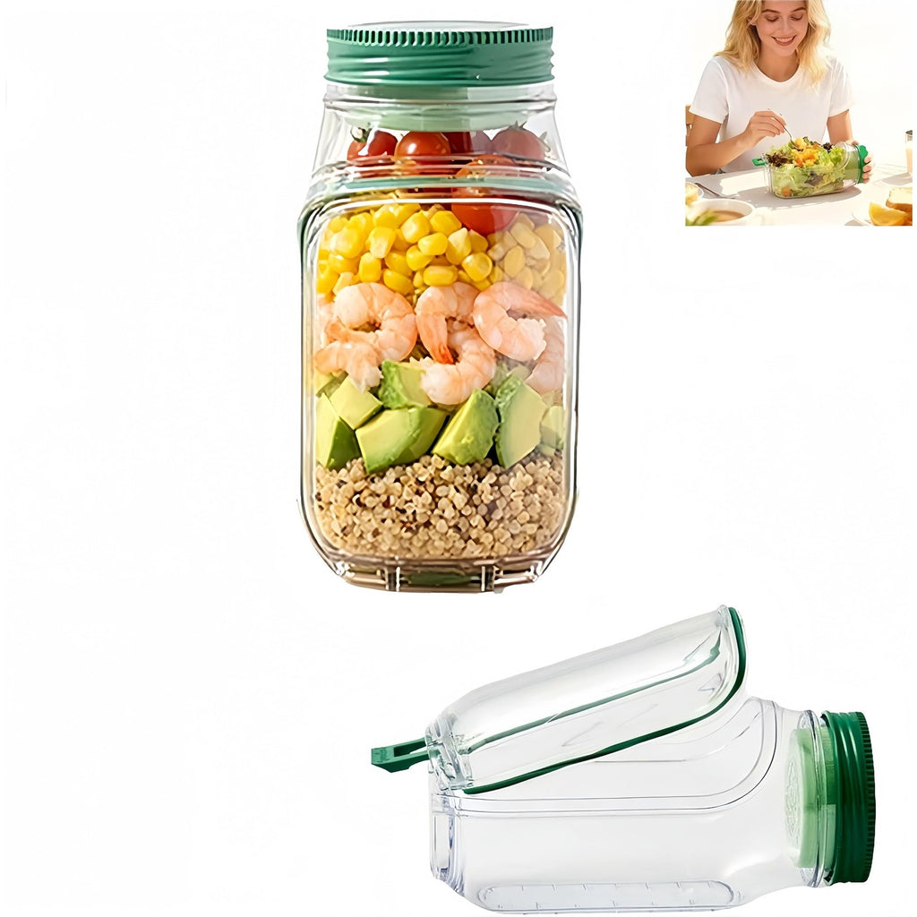 Salad Container Dressing Cup Leakproof Portable Lunch Box Tritan Green