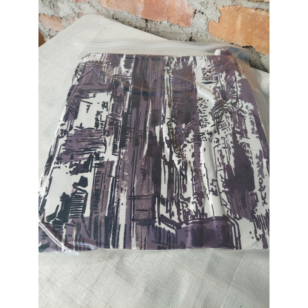 KISSMODA Womens XXL Purple White Tunic T Shirt Dress Pockets Abstract Print