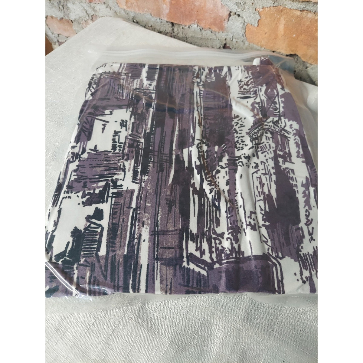 KISSMODA Womens XXL Purple White Tunic T Shirt Dress Pockets Abstract Print