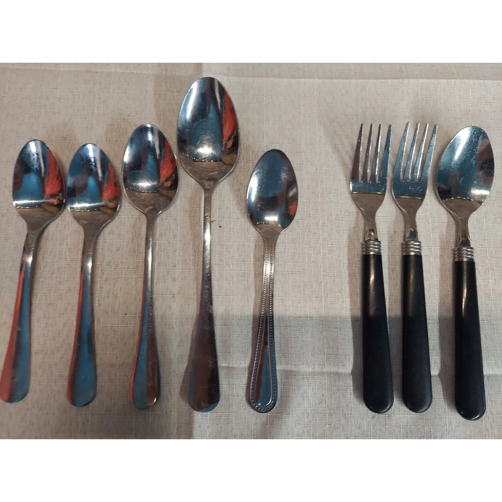 Mixed Kitchen Utensil Lot 12 Piece Spoons Forks Knife Spatula Stainless Steel