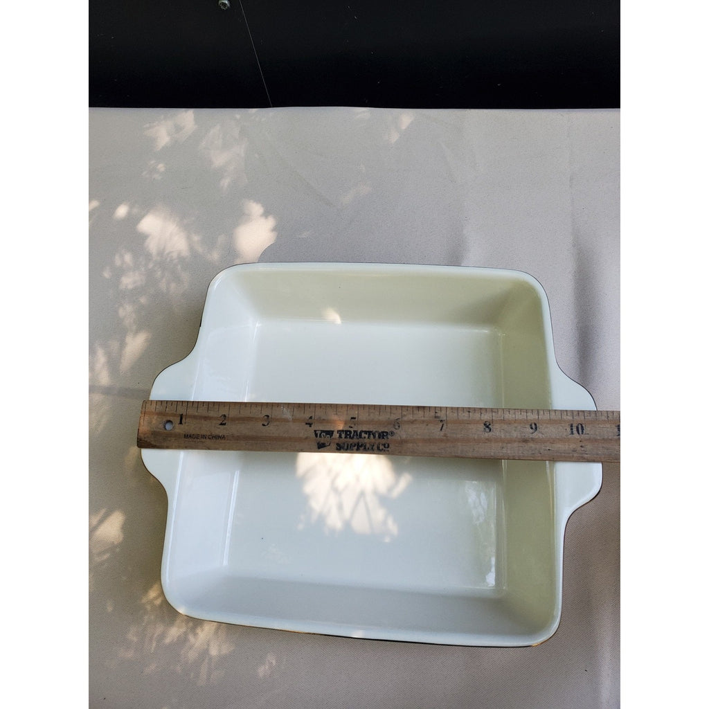 Thyme & Table Square Baking Dish Casserole Geometric Black White Gold Trim