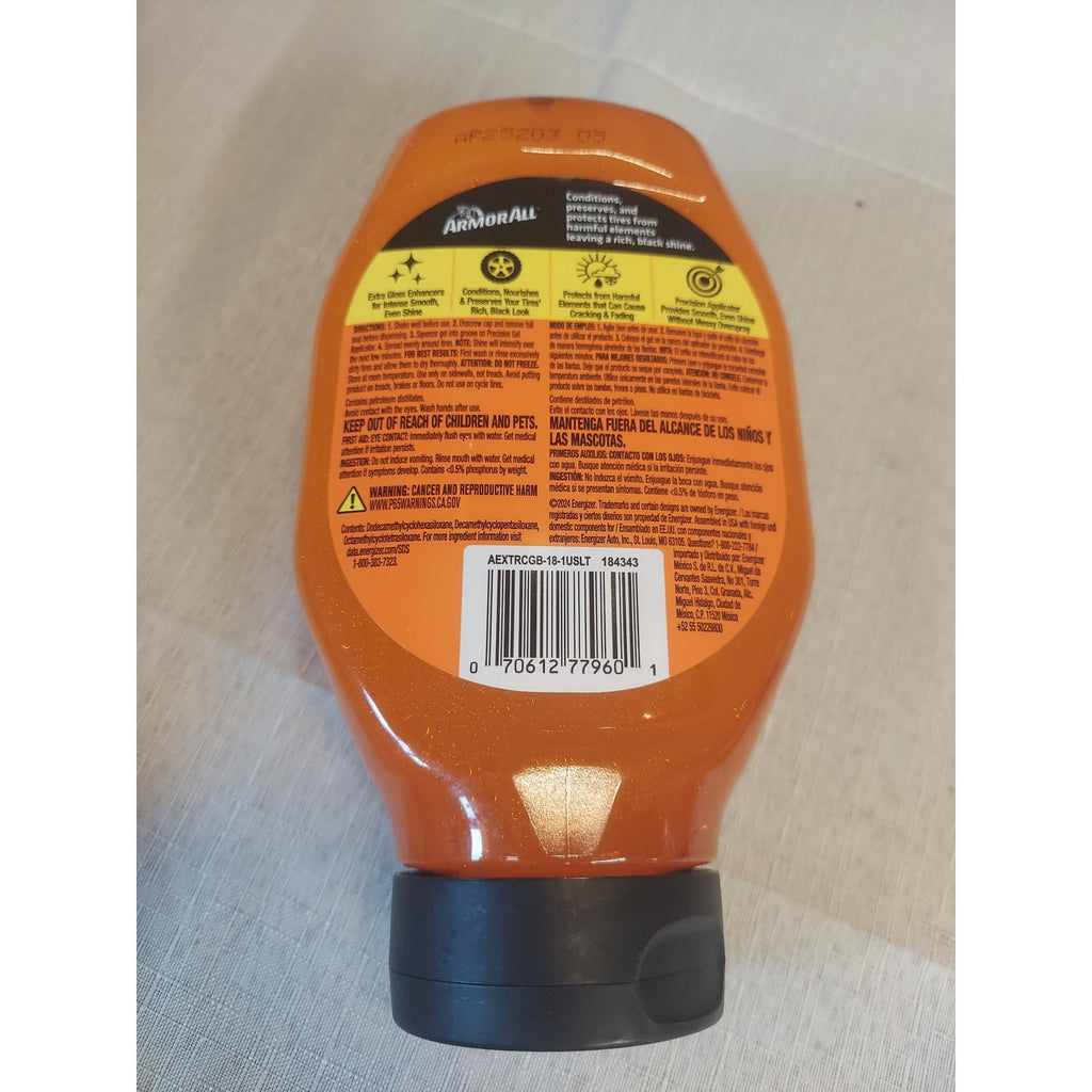 Armor All Extreme Tire Shine Gel High Gloss Wet Black 18 Fl Oz Foam Pad