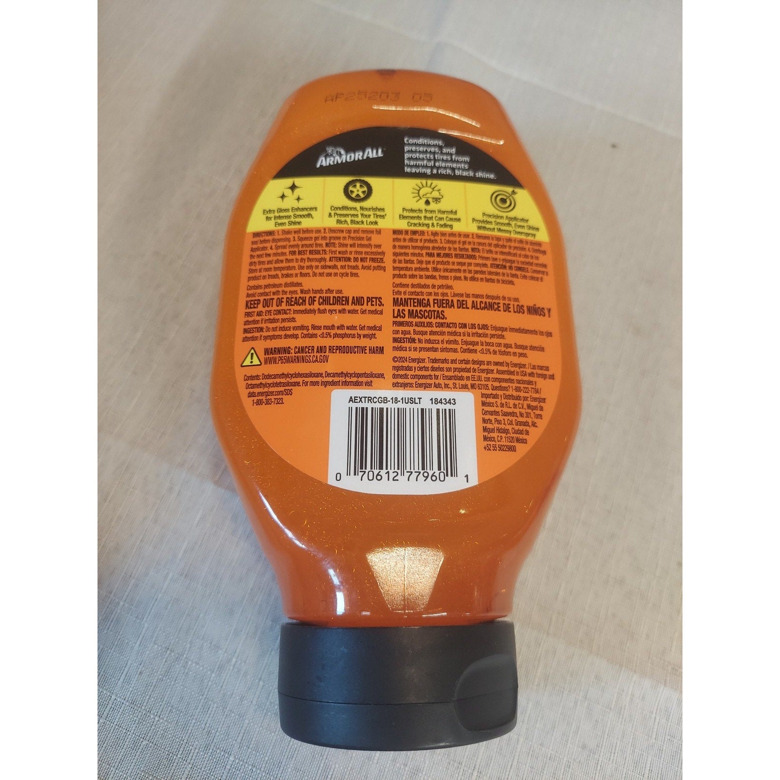 Armor All Extreme Tire Shine Gel High Gloss Wet Black 18 Fl Oz Foam Pad