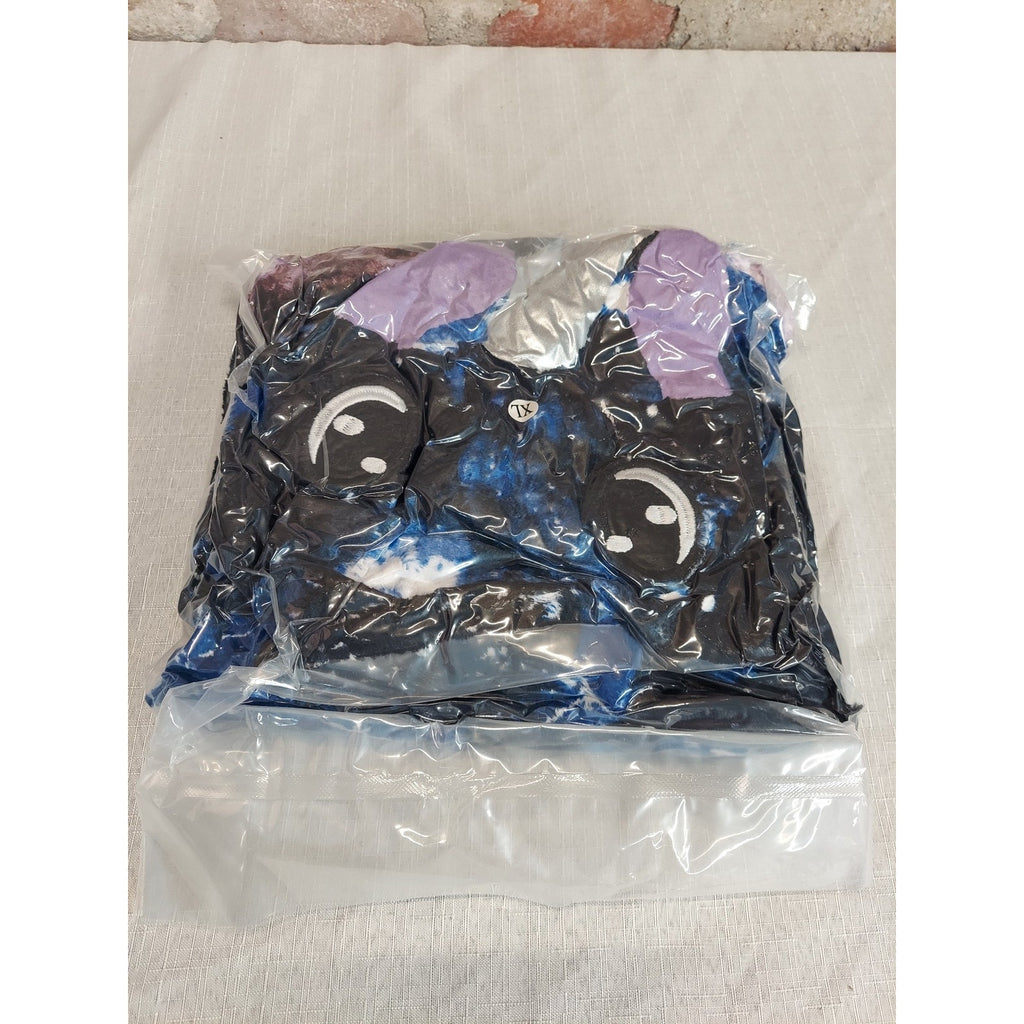 Unicorn One Piece Adult XL Galaxy Print Plush Hooded Pajamas Sleepwear Costume