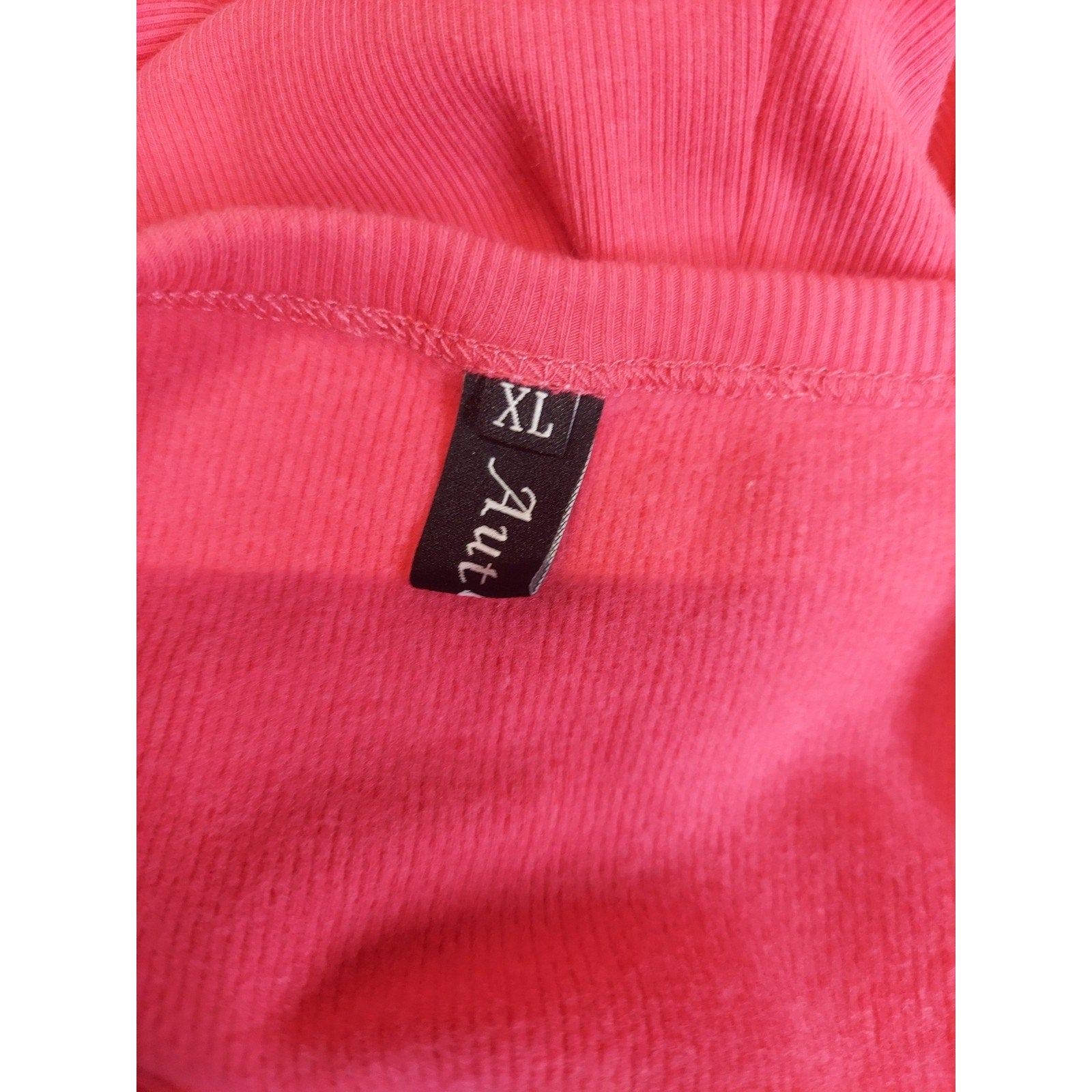 Womens XL Pink Ribbed Long Sleeve Crewneck Pullover Thermal Top Thick Warm