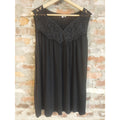 White Birch Womens Tunic Top 2XL Black Sleeveless V Neck Lace Trim Flowy
