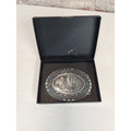Initial L Belt Buckle Western Engraved Oval Silver Tone Metal Cowboy Style