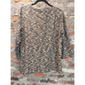 Jones New York Womens Top L Multicolor Ribbed Knit 3/4 Sleeve Button Shoulder