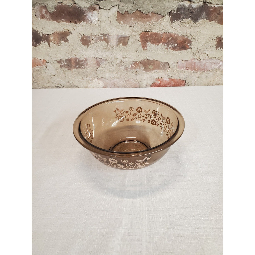 Pyrex Bowl Friendship Pattern Smoked Glass 323 1.5L Broiler Vintage