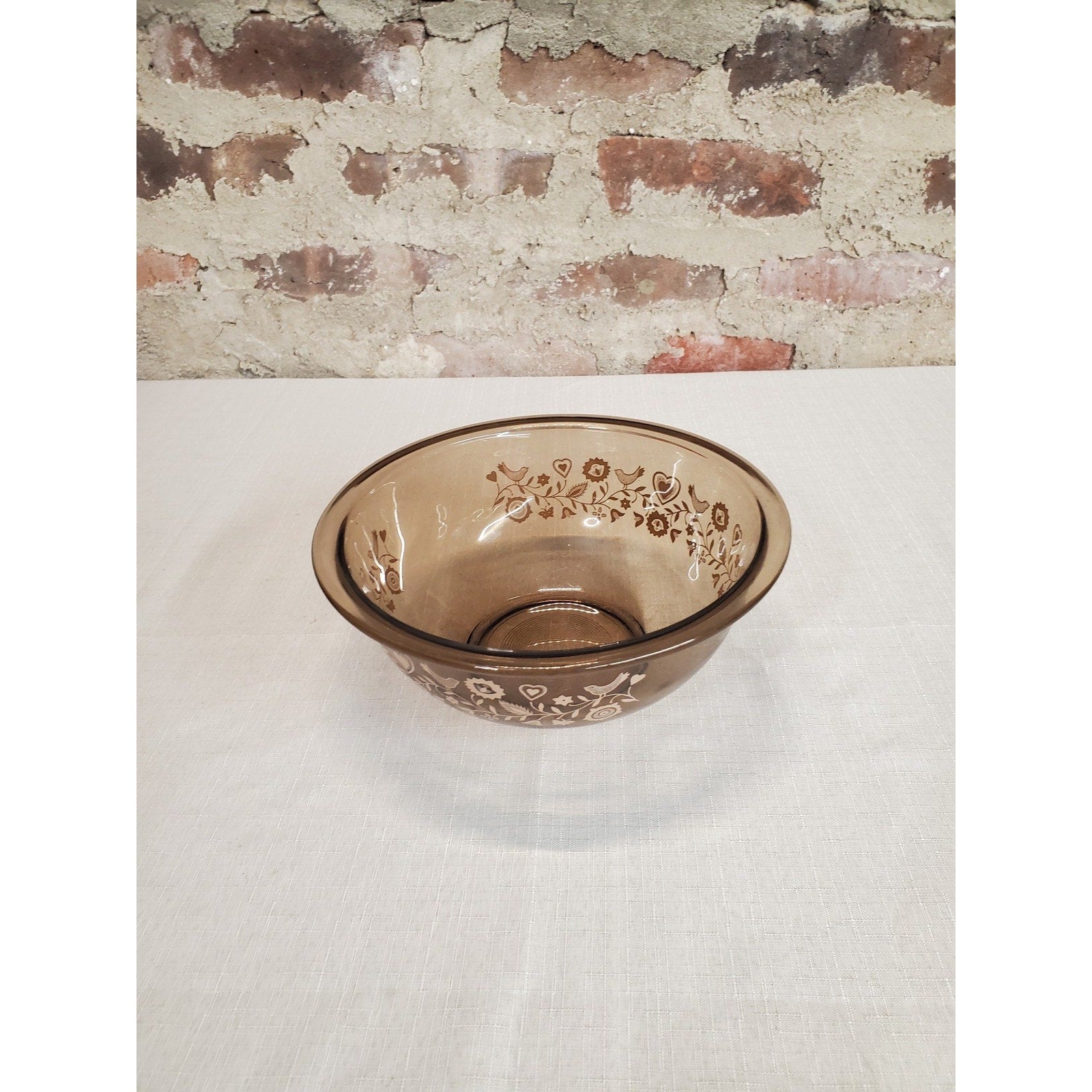 Pyrex Bowl Friendship Pattern Smoked Glass 323 1.5L Broiler Vintage
