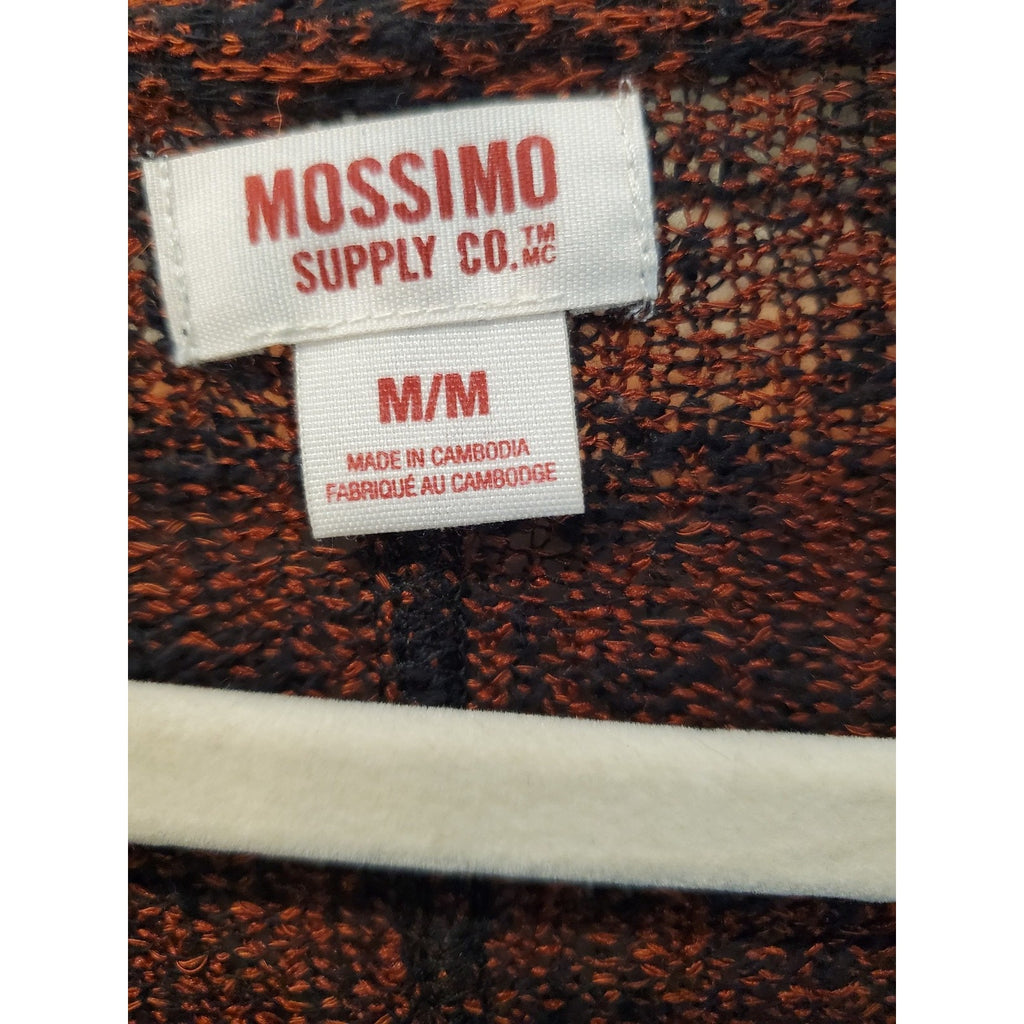 Mossimo Supply Co Womens Cardigan M Rust Black Knit Open Front Dolman Sleeve