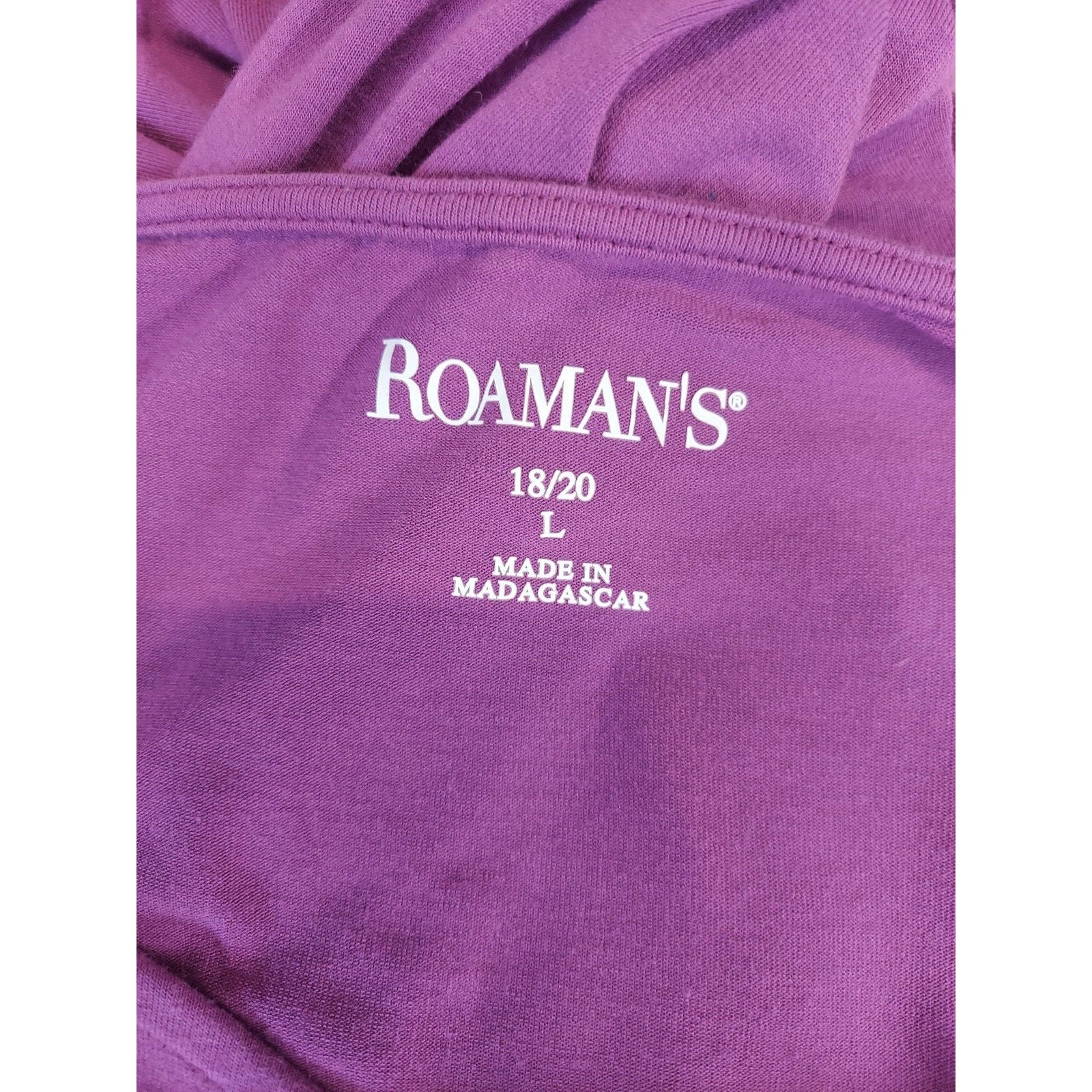 Roaman's Womens Tunic Top Plus Size 18/20 L Purple Lace Up Flutter Sleeve