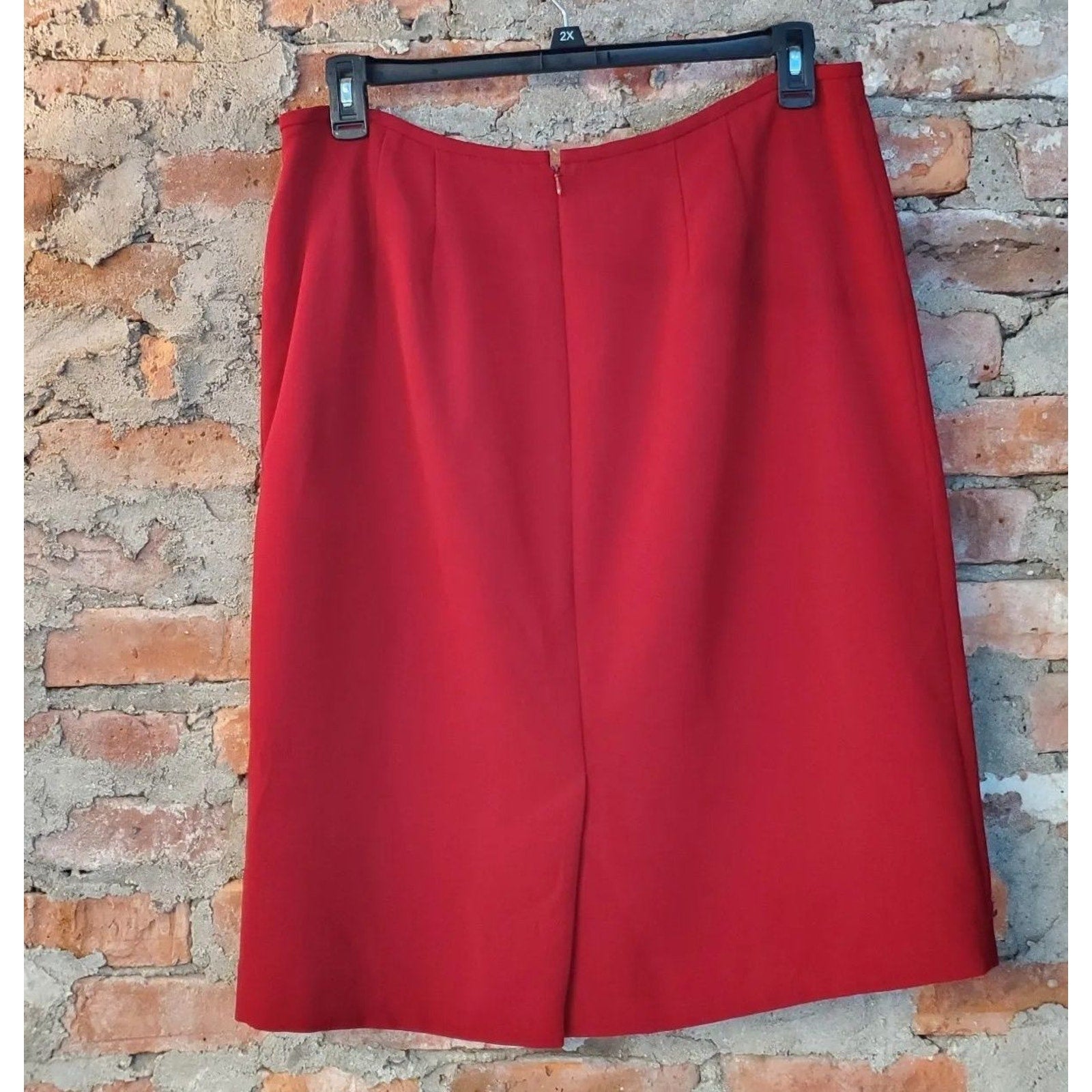 Womens Pencil Skirt Size 14W Red Lined Knee Length Business Office Career