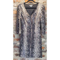 Alberto Makali Womens Dress Size 12 Snakeskin Sequin V Neck 3/4 Sleeve Party