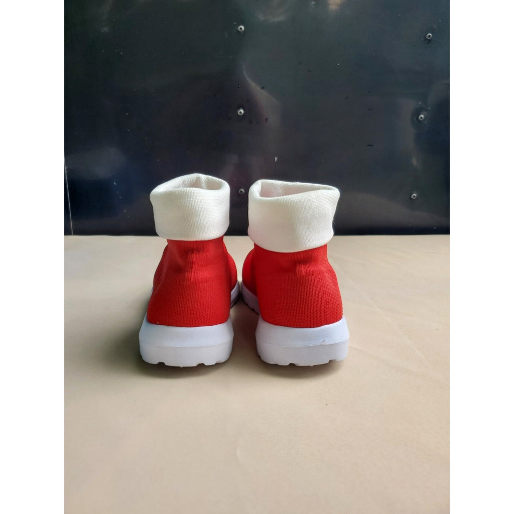 Kids High Top Knit Sock Sneakers Red White US Size 12 EU 30 Slip On Athletic