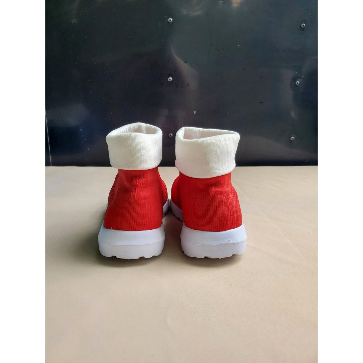 Kids High Top Knit Sock Sneakers Red White US Size 12 EU 30 Slip On Athletic