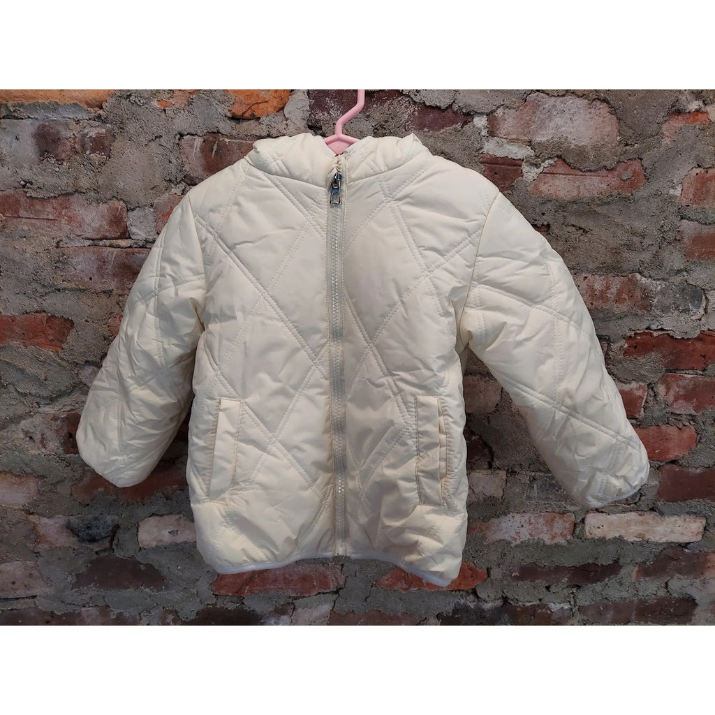 Kids Toddler Puffer Sherpa Lined Hooded Winter Coat Size 4 t 110 Cream