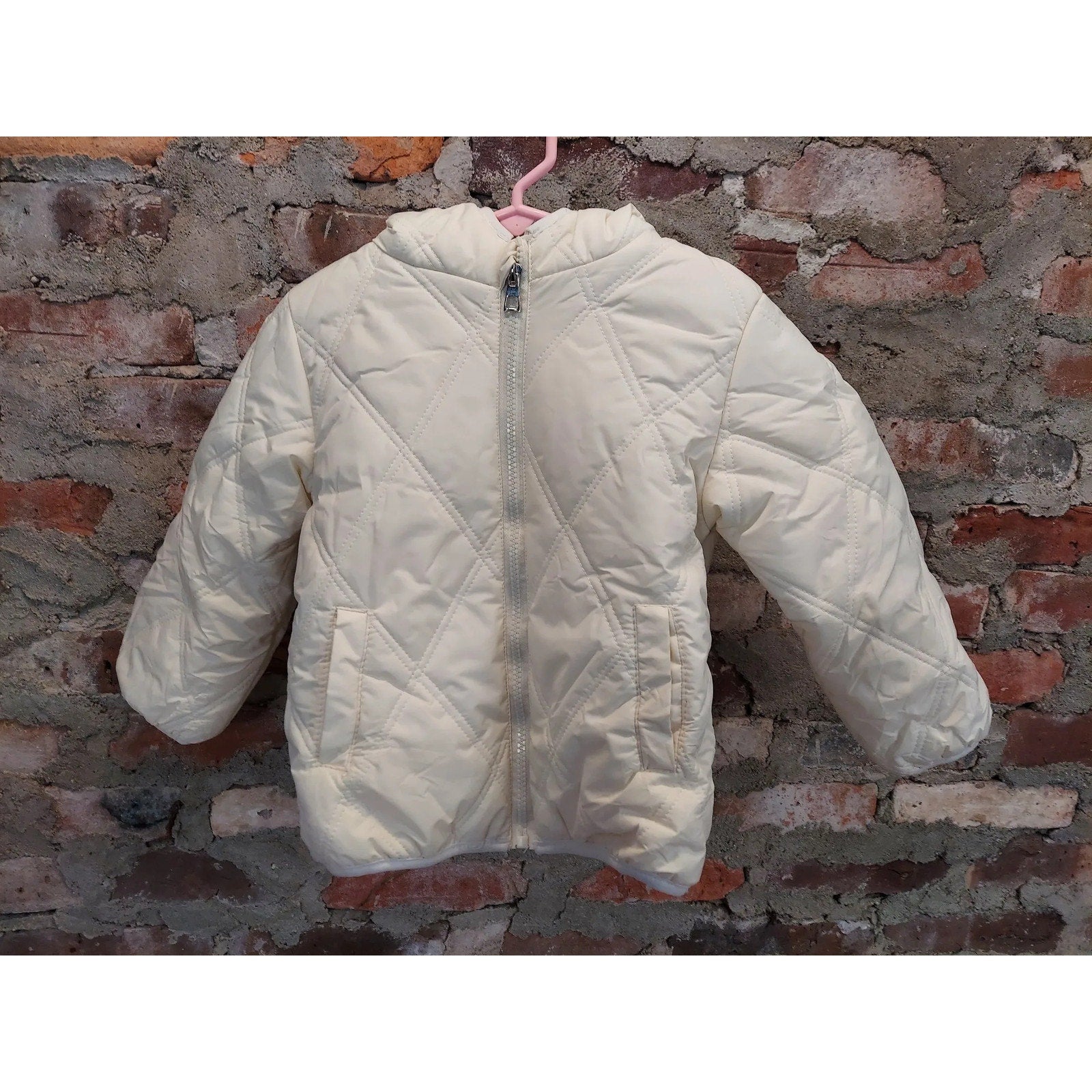 Kids Toddler Puffer Sherpa Lined Hooded Winter Coat Size 4 t 110 Cream