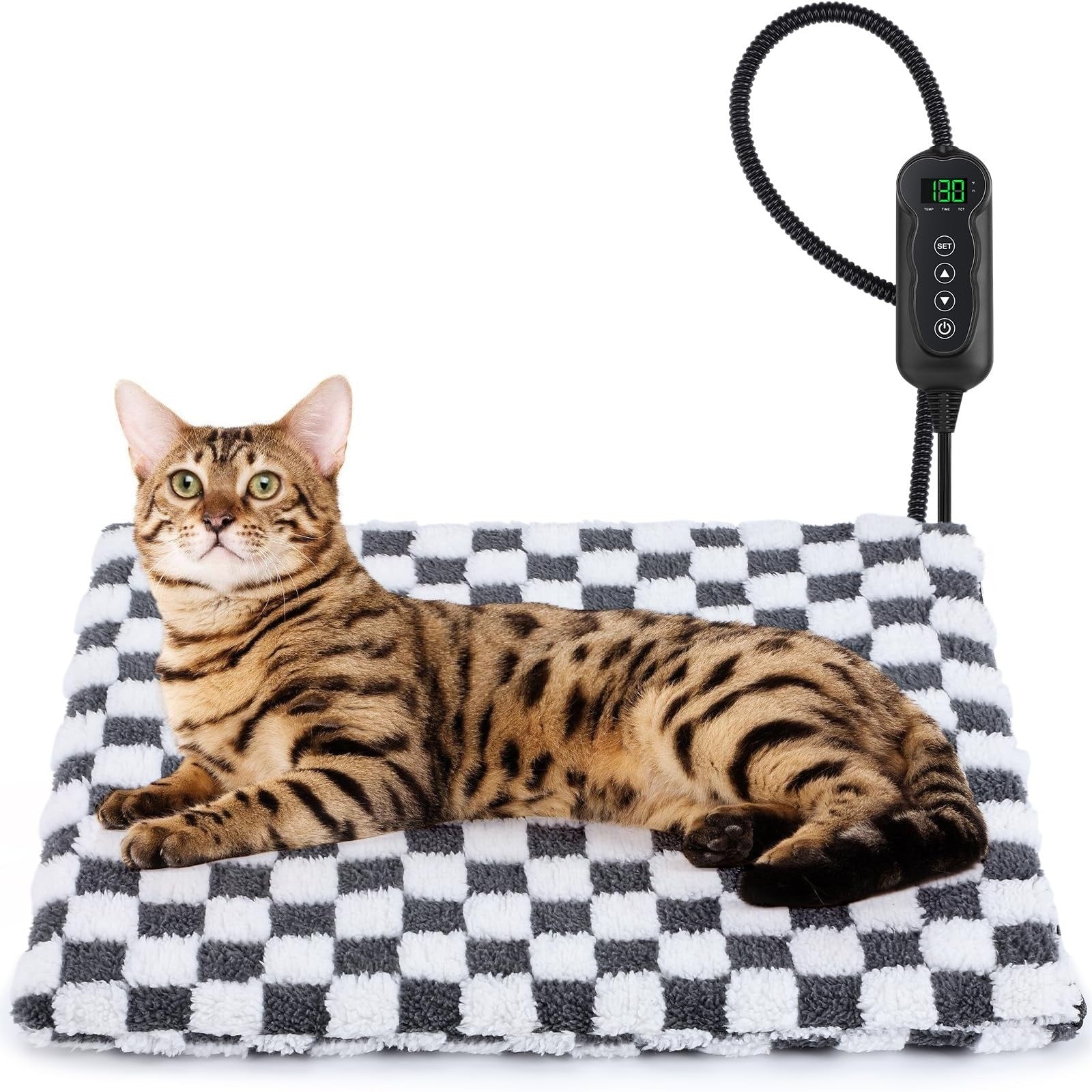 Pet Heating Mat Heated Pad Adjustable Temperature Timer Cat Dog