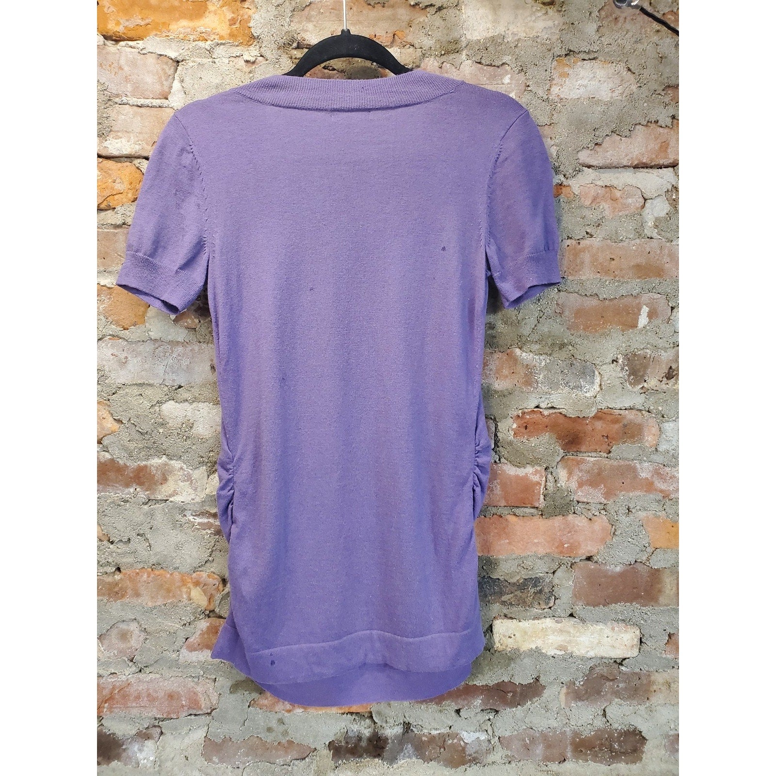 Gap Maternity Womens Sweater S Purple Cashmere Blend V Neck Short Sleeve