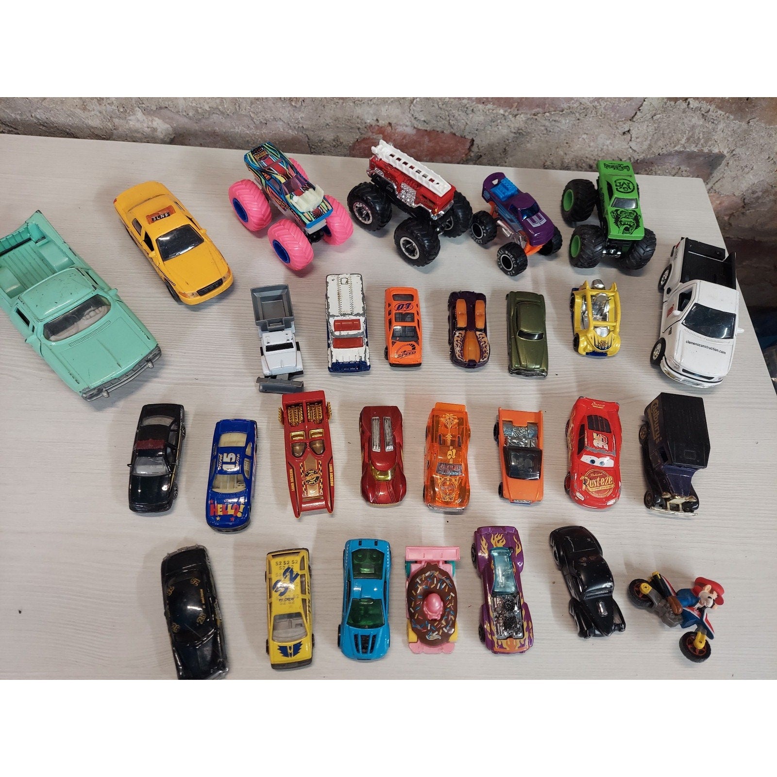 29 Diecast Toy Cars Monster Trucks Hot Wheels Disney Pixar Lightning McQueen Lot