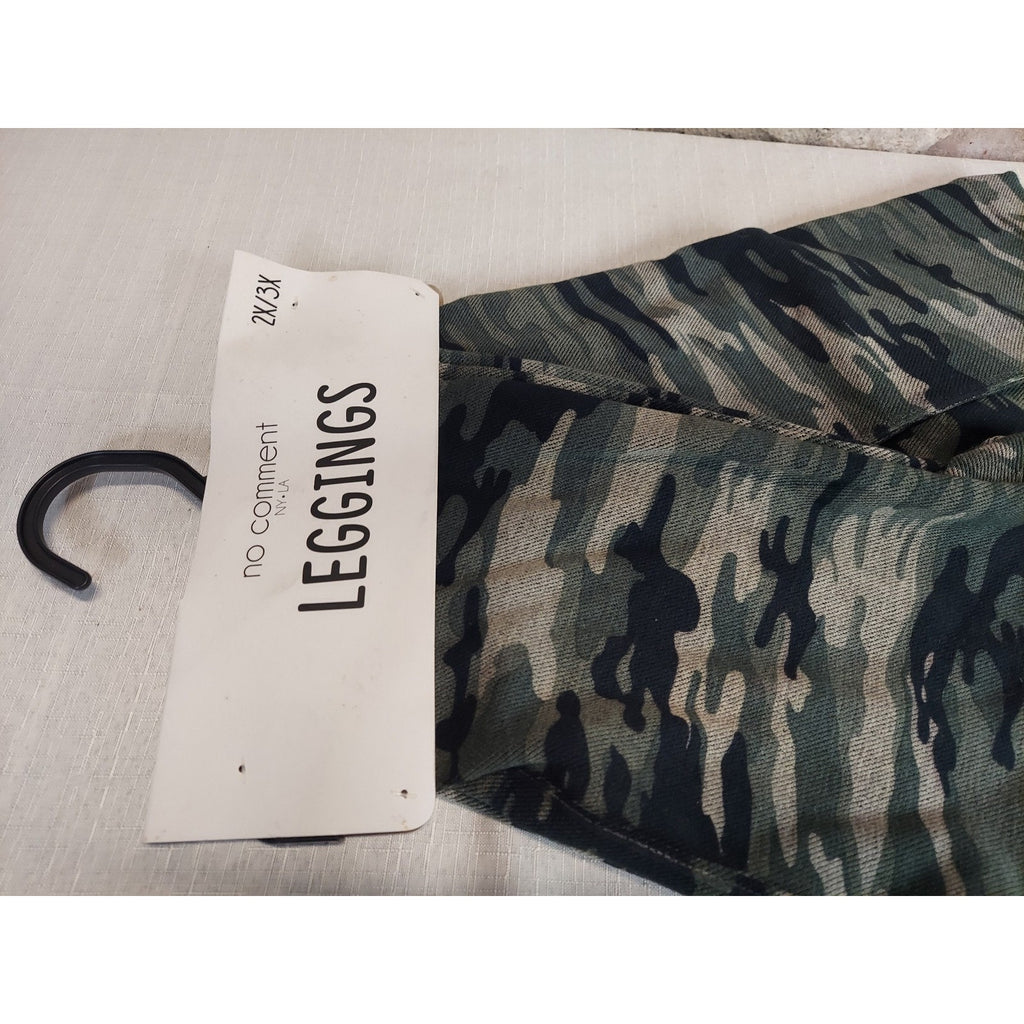 No Comment Womens Leggings 2X 3X Camouflage Green Faux Fur Lined Cozy NWT