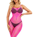 RSLOVE Womens Fishnet Bodysuit Lingerie One Piece Hot Pink Date Night