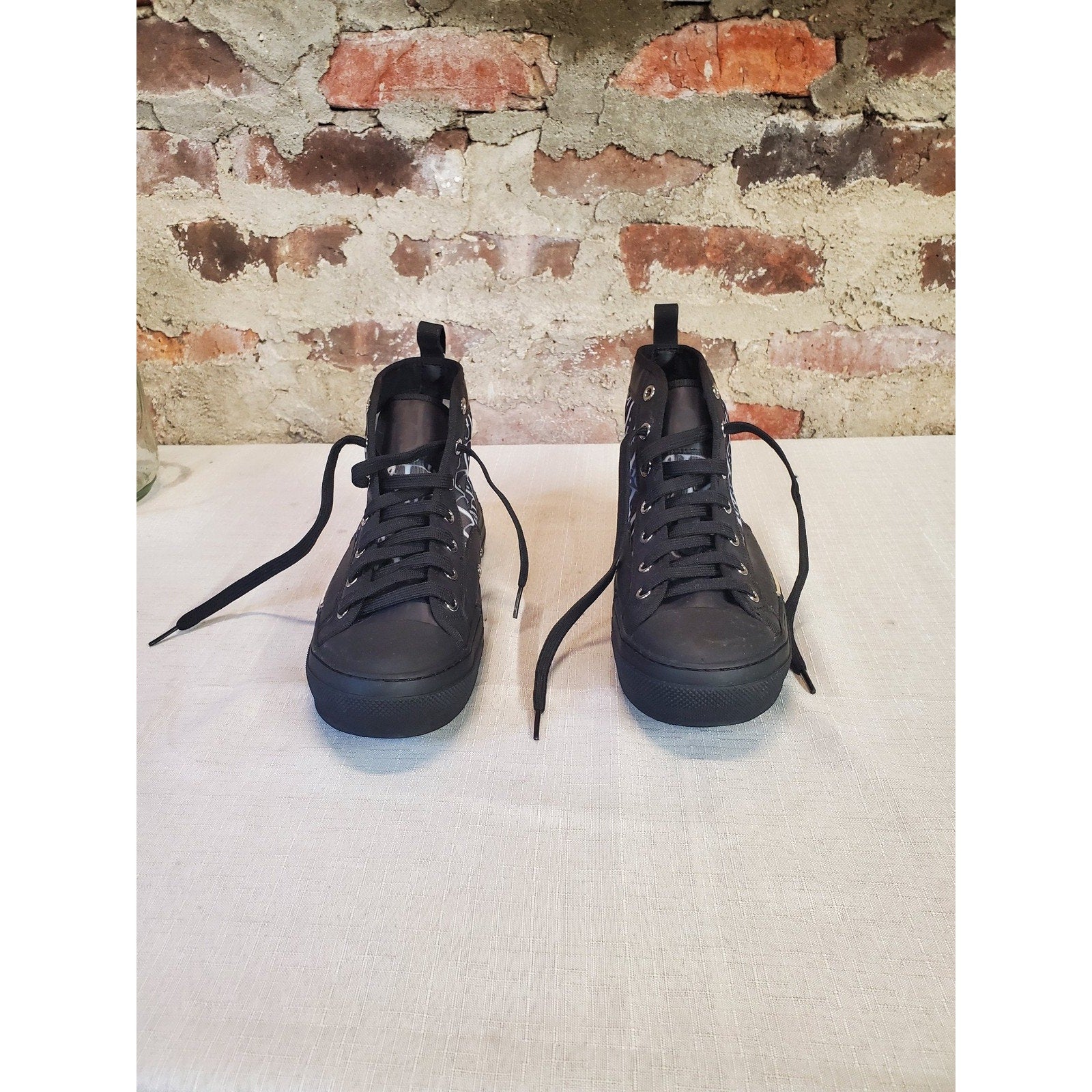 Faux Dior High Top Womens Sz 8.5 Sneakers Oblique Pattern Knock off